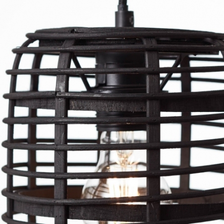 Stylowa Lampa wisząca bambusowa Crosstown 16 ciemne drewno/czarny Brilliant do salonu i kuchni