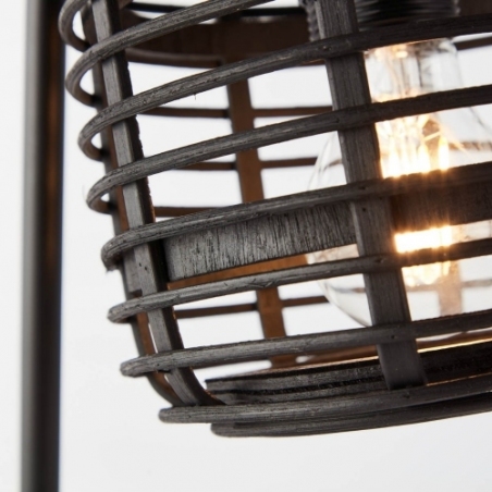 Stylowa Lampa stołowa bambusowa Crosstown ciemne drewno/czarny Brilliant na stolik do salonu