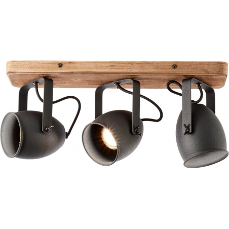 Crowton III black&amp;wood industrial ceiling spotlight Brilliant
