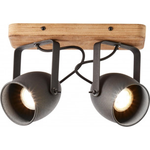 Crowton II black&amp;wood industrial ceiling spotlight Brilliant