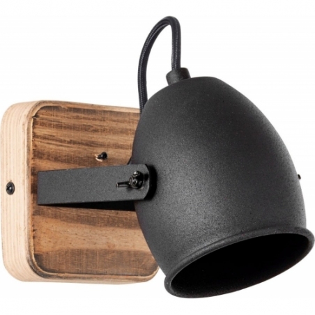 Crowton III black&amp;wood industrial wall lamp Brilliant