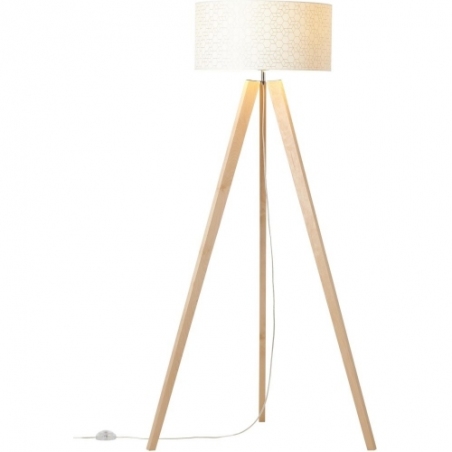 Lampa podłogowa trójnóg Galance 50 jasne drewno/biały Brilliant do salonu i sypialni