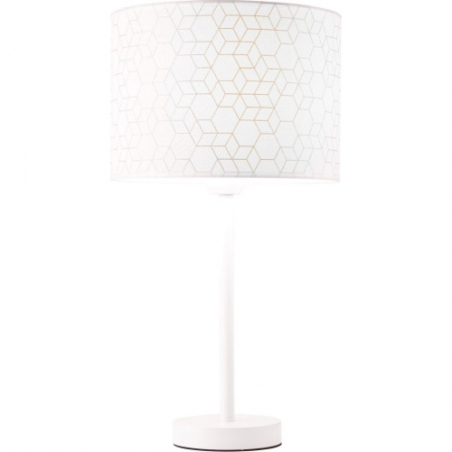 Stylowa Lampa stołowa z abażurem Galance biała Brilliant na stolik do salonu