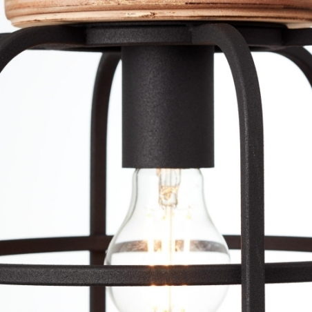 Stylowa Lampa wisząca druciana loft Gwen III Round antyczne drewno/czarny korund Brilliant do salonu i kuchni