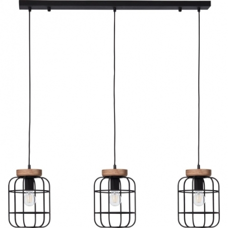 Stylowa Lampa wisząca druciana loft Gwen III antyczne drewno/czarny korund Brilliant do salonu i kuchni