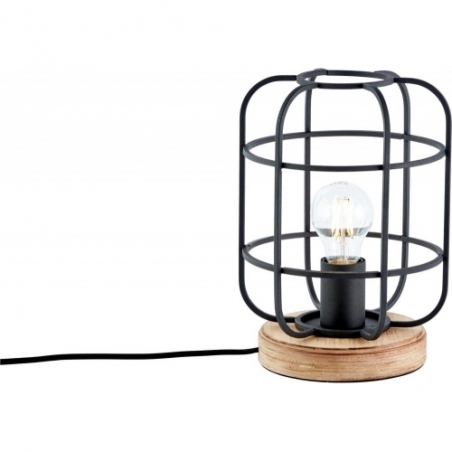 Gwen antique wood&amp;black loft wire table lamp Brilliant
