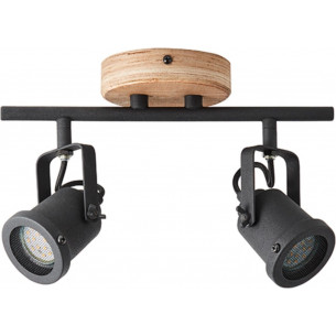 Inge II dark wood&amp;black industrial ceiling spotlight Brilliant