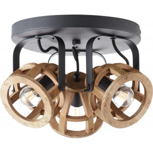 Matrix III black&amp;natural wooden ceiling spotlight Brilliant