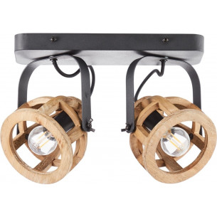 Matrix II black&amp;natural wooden ceiling spotlight Brilliant