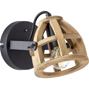 Matrix black&amp;natural wooden industrial wall lamp Brilliant