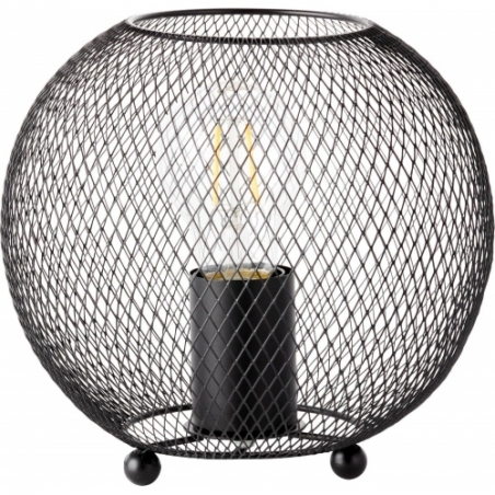 Stylowa Lampa stołowa kula ażurowa Soco czarna Brilliant na stolik do salonu