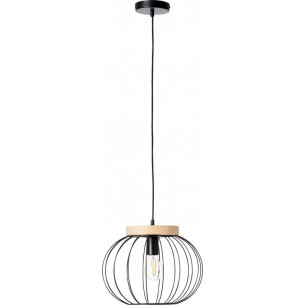 Sorana 35 black&amp;wood wire ball pendant lamp Brilliant