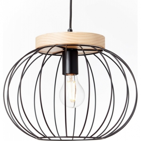 Sorana 35 black&amp;wood wire ball pendant lamp Brilliant
