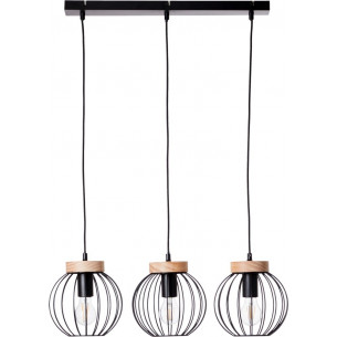 Sorana III black&amp;wood wire balls pendant lamp Brilliant