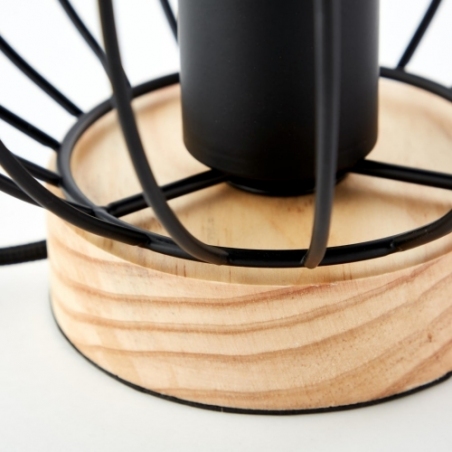 Stylowa Lampa stołowa kula druciana Sorana 19 czarny/drewno Brilliant na stolik do salonu