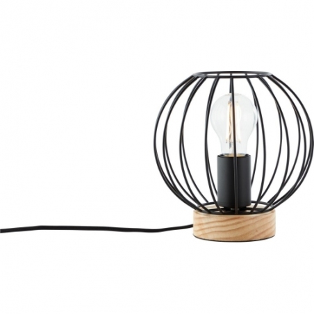 Sorana 19 black&amp;wood wire ball table lamp Brilliant