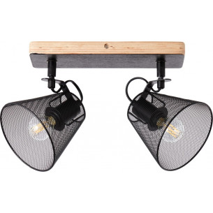 Whole II black&amp;wood mesh ceiling spotlight Brilliant