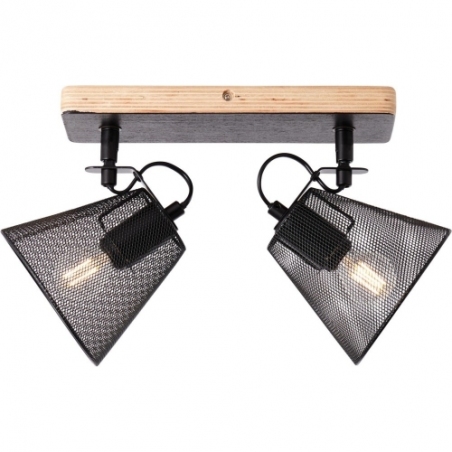 Whole II black&amp;wood mesh ceiling spotlight Brilliant
