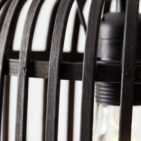 Stylowa Lampa wisząca bambusowa Woodrow III ciemne drewno/czarny Brilliant do salonu i kuchni