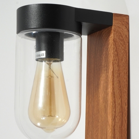 Lampa zewnętrzna - Słupek ogrodowy szklany Cabar 55 Ciemne drewno/Czarny Brilliant.