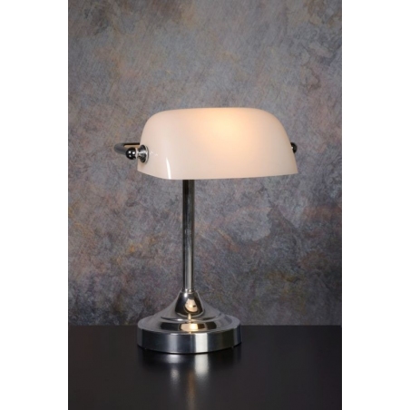 Banker white&amp;chrome desk lamp Lucide