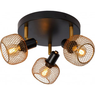 Maren III brass&amp;black mesh ceiling spotlight Lucide