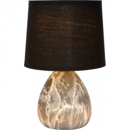 Stylowa Lampa stołowa ceramiczna z abażurem Marmo czarna Lucide do salonu i sypialni