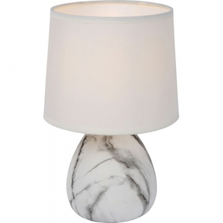 Stylowa Lampa stołowa ceramiczna z abażurem Marmo biała Lucide do salonu i sypialni