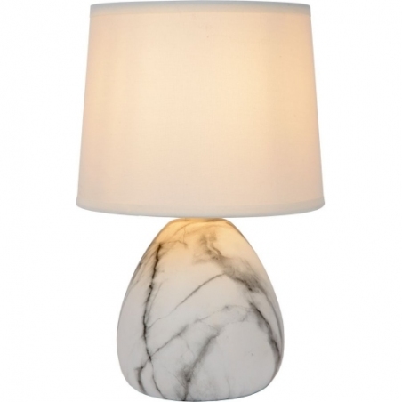 Stylowa Lampa stołowa ceramiczna z abażurem Marmo biała Lucide do salonu i sypialni