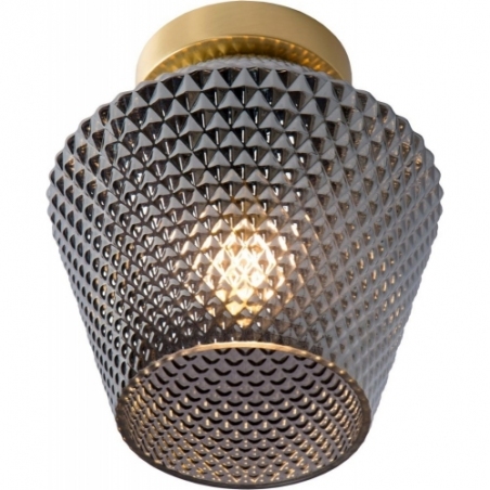 Rosalind 21 brass&amp;smoke glass ceiling lamp Lucide