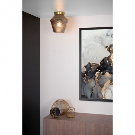 Rosalind 21 brass&amp;smoke glass ceiling lamp Lucide