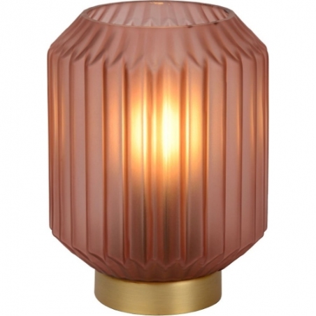 Sueno pink&amp;brass glass table lamp Lucide