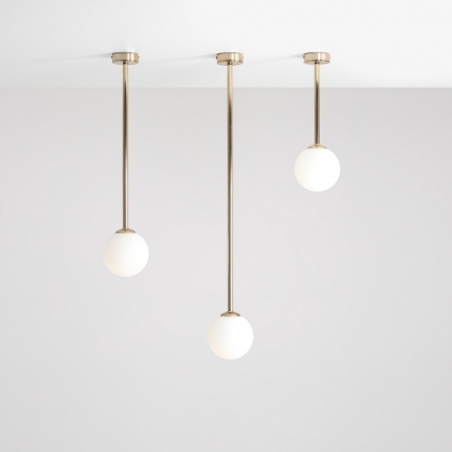 Pinne Long 14 white&amp;gold glass ball semi flush ceiling light Aldex