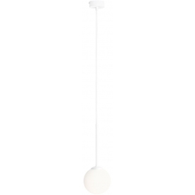 Stylowa Lampa wisząca szklana kula Bosso Mini 14 biała Aldex do salonu i kuchni