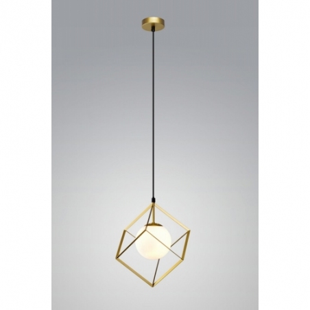 Sybilla 20 brass&amp;white square pendant lamp with glass shade Auhilon