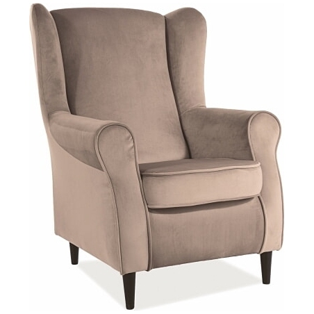 Baron Velvet beige/wenge upholstered comfy armchair Signal
