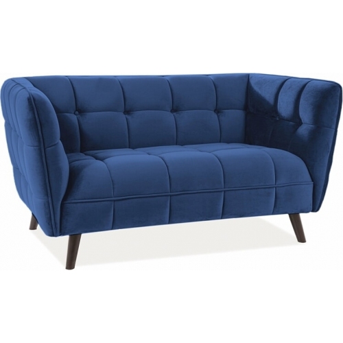 Castello Velvet navy blue/wenge 2 seater velvet sofa Signal