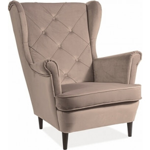 Lady Velvet beige/wenge chesterfield comfy armchair Signal