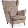 Lady Velvet beige/wenge chesterfield comfy armchair Signal