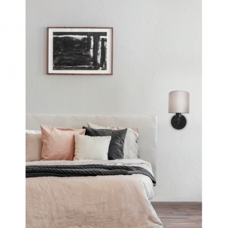 Tona black-grey classik wall lamp with fabric lampshade