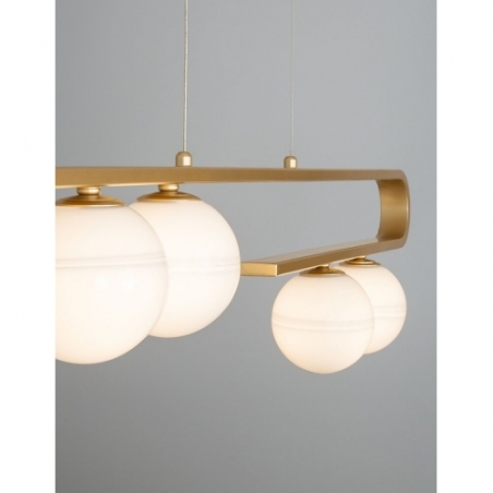Pekin IV brass&amp;gold&amp;white glamour linear glass balls pendant lamp