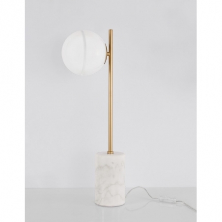 Stylowa Lampa stołowa szklana kula Pekin mosiądz/złoty/biały do salonu i sypialni