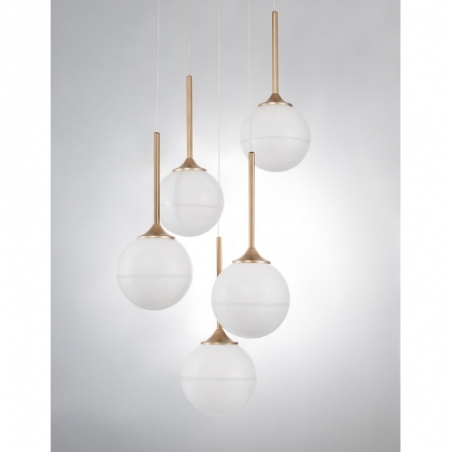 Pekin Round V brass&amp;gold&amp;white glass balls pendant lamp