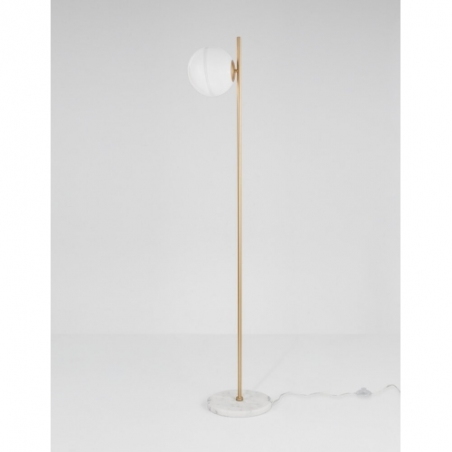 Stylowa Lampa podłogowa szklana kula glamour Pekin mosiądz/złoty/biały do salonu i sypialni