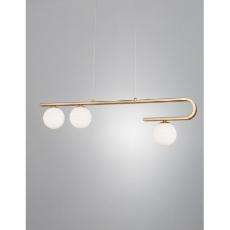 Pekin Long III brass&amp;gold&amp;white glass balls pendant lamp