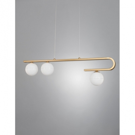 Pekin Long III brass&amp;gold&amp;white glass balls pendant lamp