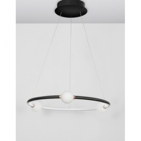 Lilla 64 LED black modern round pendant lamp