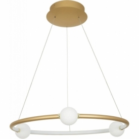 Lampa wisząca okrągła glamour Lilla 64 LED satynowe złoto nad stół