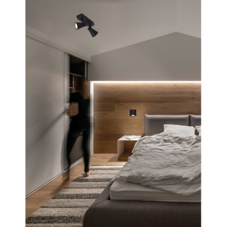 Kierunkowy Reflektor sufitowy podwójny Blink II czarny piaskowy do kuchni, przedpokoju i sypialni