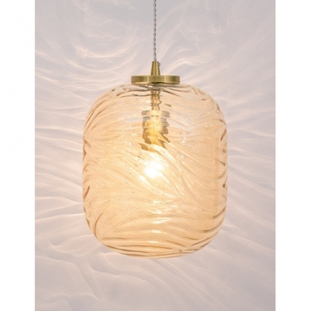 Stylowa Lampa wisząca szklana dekoracyjna Pomissio 24 mosiądz/szampański do salonu i kuchni
